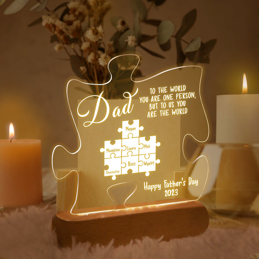 Personalized Puzzle Lamp Night Light, Father's Day Gifts, Personalized Gifts, Bedroom Night Light, Gift for Dad, Best Dad Ever, Gift For Mom