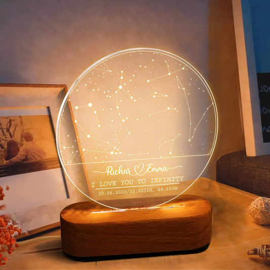 Star Map on Night Light as Anniversary Gift, Stars Chart Valentines Gift, Personalized Constellation Map, 1st 5th 10th Anniversary Gifts